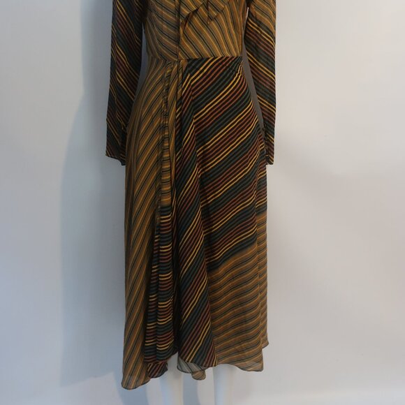 NWT Womens Ronny Kobo Ronny Kobo Brown Black Striped Mock Neck Noven Dress S - Picture 8 of 16
